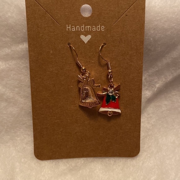 Christmas Bell Red Green  Dangle Earrings - Picture 4 of 5